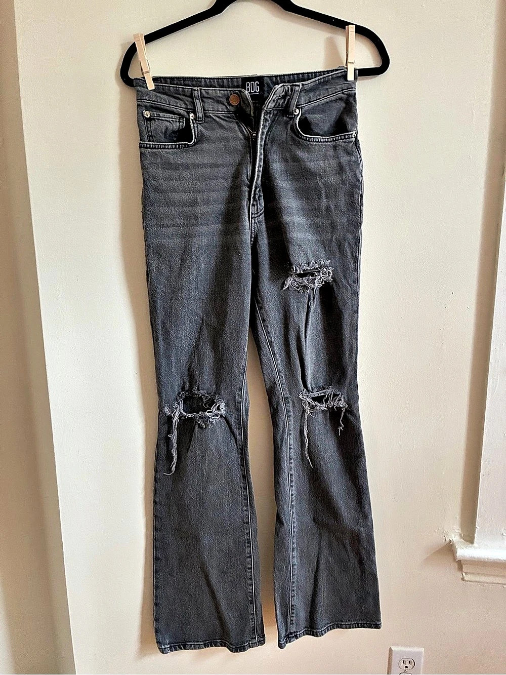 BDG Stretch High Rise Flare Jeans Gray Waist 27